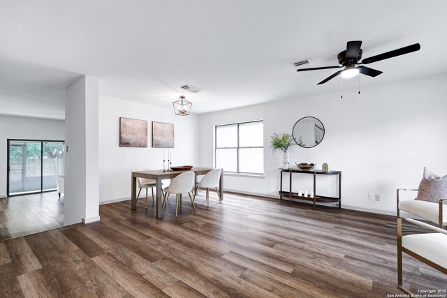 13322 Galicia, Universal City, TX 78148 - dining area featuring wood finished floors and a ceiling fan