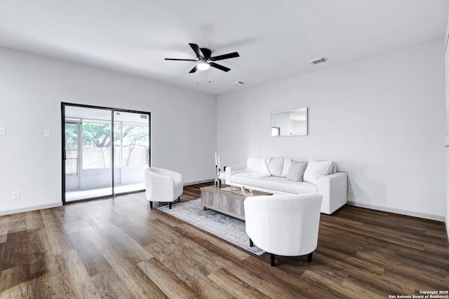 13322 Galicia, Universal City, TX 78148 - living room featuring wood finished floors and a ceiling fan
