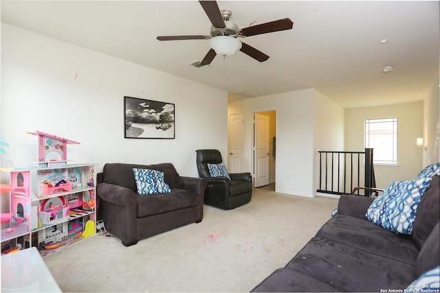561 Dusty Emerald, Universal City, TX 78148 - living area featuring carpet and ceiling fan
