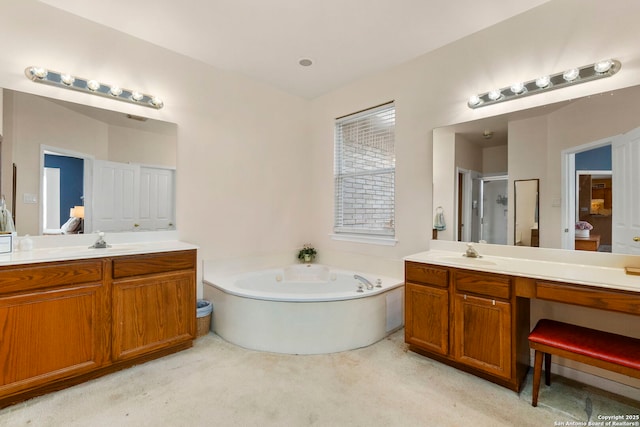 2611 Menard, San Antonio, TX 78251 - bathroom with a shower stall, a garden tub, vanity, and ensuite bathroom