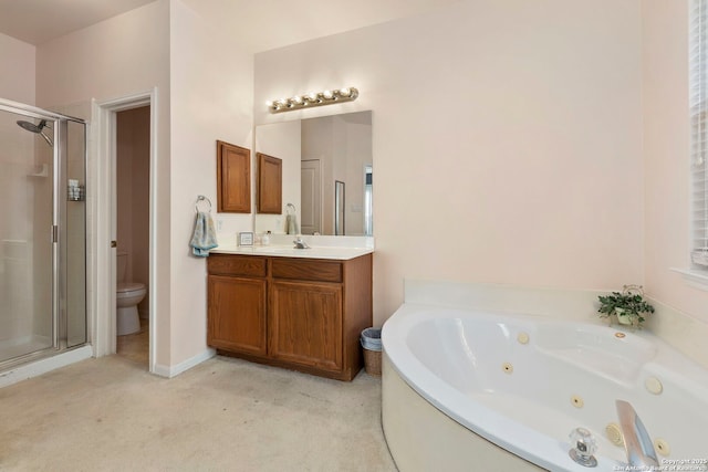 2611 Menard, San Antonio, TX 78251 - full bathroom featuring a stall shower, a whirlpool tub, and vanity