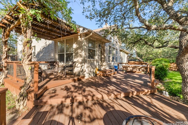 2611 Menard, San Antonio, TX 78251 - wooden deck with a pergola and outdoor dining area