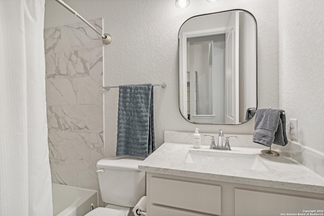 9032 Raven Pointe, San Antonio, TX 78255 - bathroom featuring vanity, shower / bath combination with curtain, and a textured wall