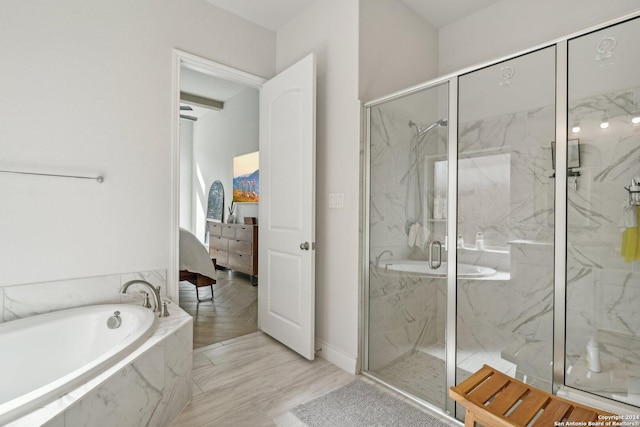 9032 Raven Pointe, San Antonio, TX 78255 - ensuite bathroom featuring a garden tub and a marble finish shower