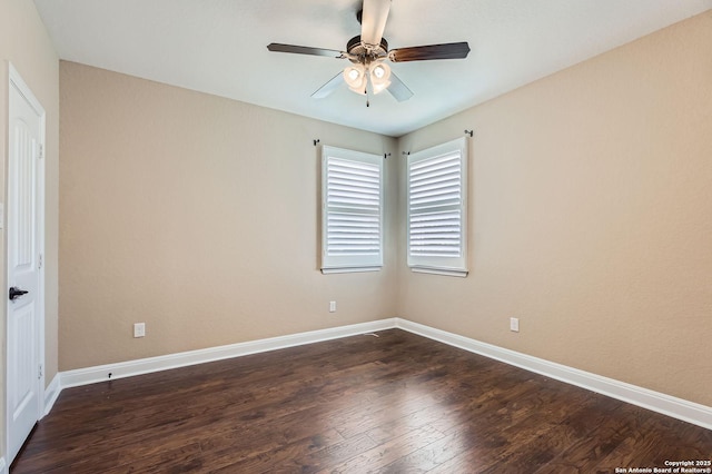 3342 Harvest, Marion, TX 78124 - unfurnished room with a ceiling fan and dark wood-type flooring