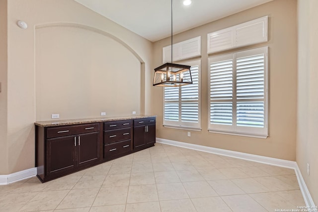 3342 Harvest, Marion, TX 78124 - unfurnished dining area with a chandelier, light tile patterned floors, and recessed lighting