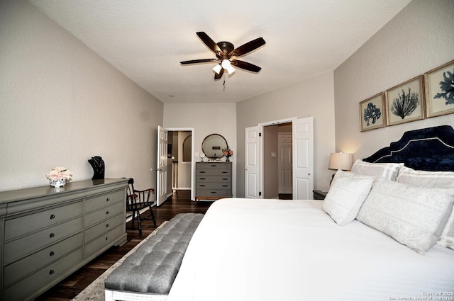21539 Bubbling Crk, San Antonio, TX 78259 - bedroom with dark wood-style flooring and a ceiling fan