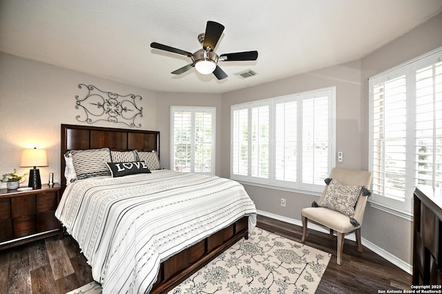 21539 Bubbling Crk, San Antonio, TX 78259 - bedroom featuring dark wood-style floors and ceiling fan