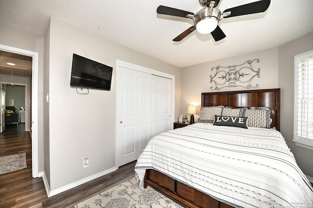 21539 Bubbling Crk, San Antonio, TX 78259 - bedroom with wood finished floors, a closet, and ceiling fan