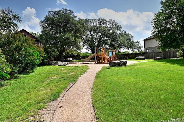 21539 Bubbling Crk, San Antonio, TX 78259 - view of yard with a playground