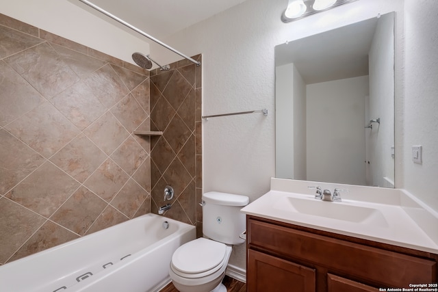 8438 Cordova Pt, San Antonio, TX 78252 - full bathroom featuring vanity,  shower combination, and a textured wall