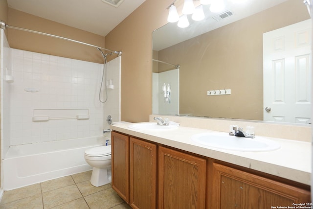5124 Knollwood, Schertz, TX 78108 - bathroom featuring shower / tub combination, tile patterned flooring, and double vanity