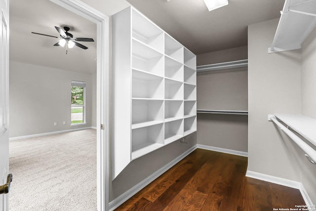 29732 Cojak Cir, Boerne, TX 78015 - spacious closet with a ceiling fan and wood finished floors