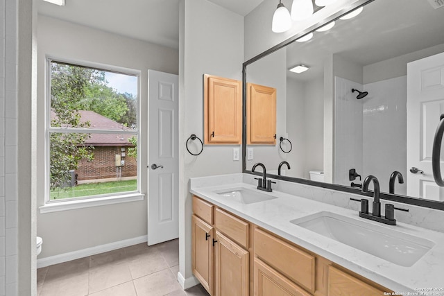 29732 Cojak Cir, Boerne, TX 78015 - full bath featuring double vanity, a shower, and tile patterned floors