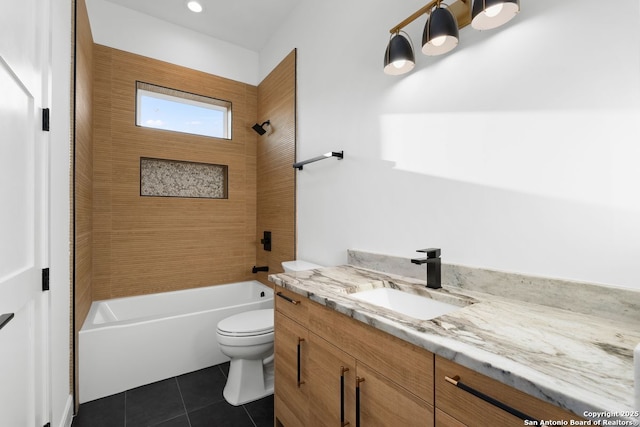 238 Cassiano St, San Antonio, TX 78204 - full bathroom featuring vanity, washtub / shower combination, and tile patterned floors