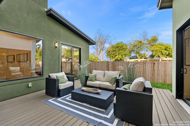 238 Cassiano St, San Antonio, TX 78204 - wooden deck featuring a fenced backyard and an outdoor living space