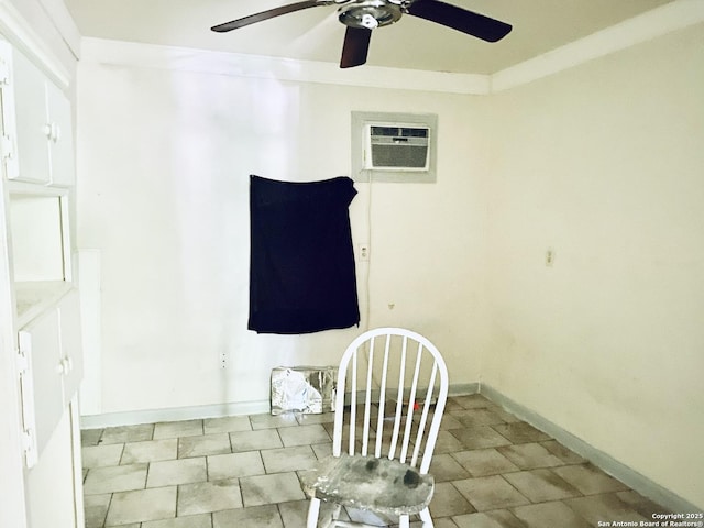 1538 Brighton, San Antonio, TX 78211 - interior space featuring a wall mounted air conditioner and ceiling fan