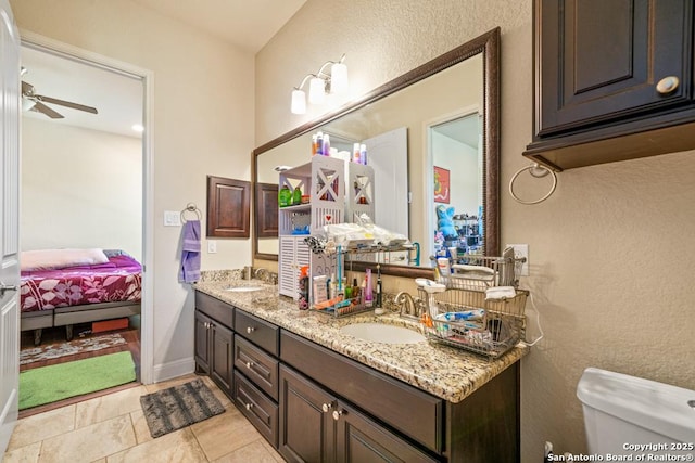 4603 Camden, San Antonio, TX 78261 - full bath featuring a ceiling fan, ensuite bath, double vanity, and a textured wall