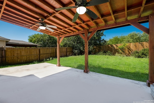 11922 Briarton Wls, San Antonio, TX 78254 - fenced backyard featuring ceiling fan and a patio area