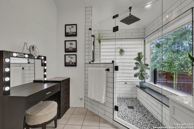 2363 Oak Pebble, New Braunfels, TX 78132 - full bath featuring a stall shower and tile patterned flooring