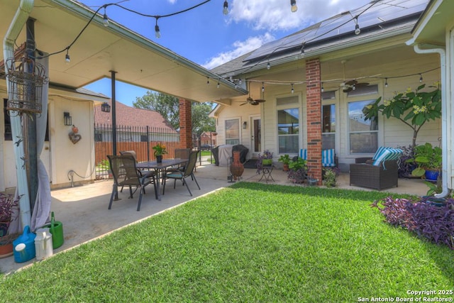 2363 Oak Pebble, New Braunfels, TX 78132 - view of yard with a ceiling fan, a patio area, and outdoor dining space