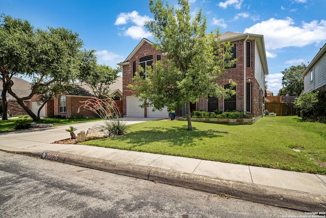20926 Encino Dawn, San Antonio, TX 78259 - obstructed view of property featuring brick siding, a garage, and concrete driveway