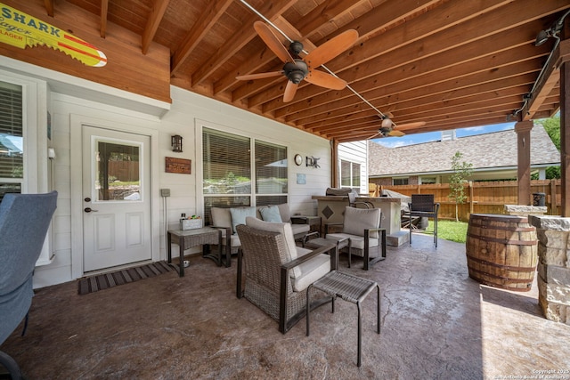 20926 Encino Dawn, San Antonio, TX 78259 - view of patio / terrace with outdoor lounge area and a ceiling fan