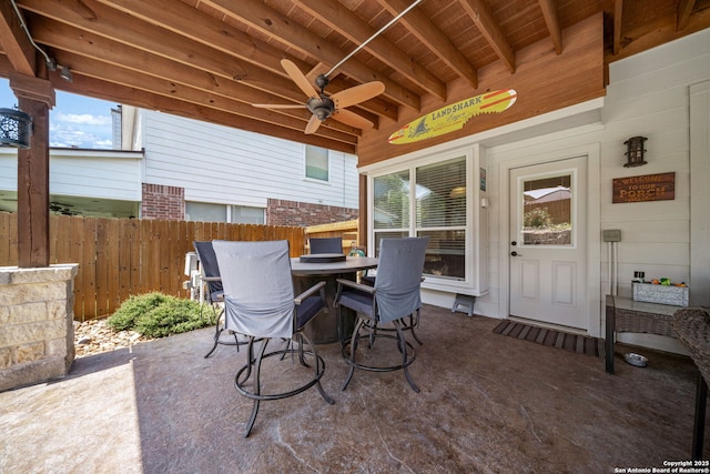 20926 Encino Dawn, San Antonio, TX 78259 - view of patio featuring ceiling fan and outdoor dining space