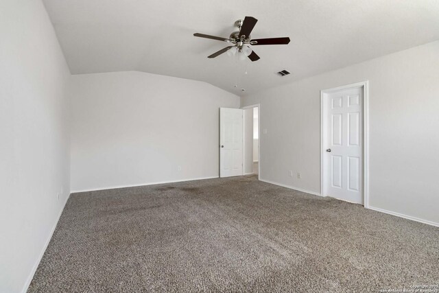 10107 Roseangel, Helotes, TX 78023 - carpeted spare room featuring ceiling fan and lofted ceiling
