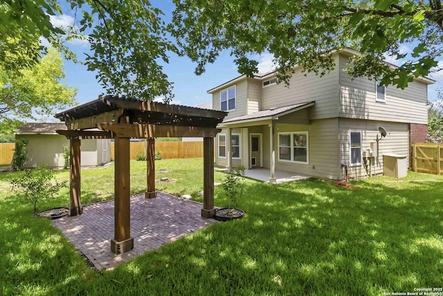 10107 Roseangel, Helotes, TX 78023 - rear view of house with a pergola, a patio area, and a fenced backyard