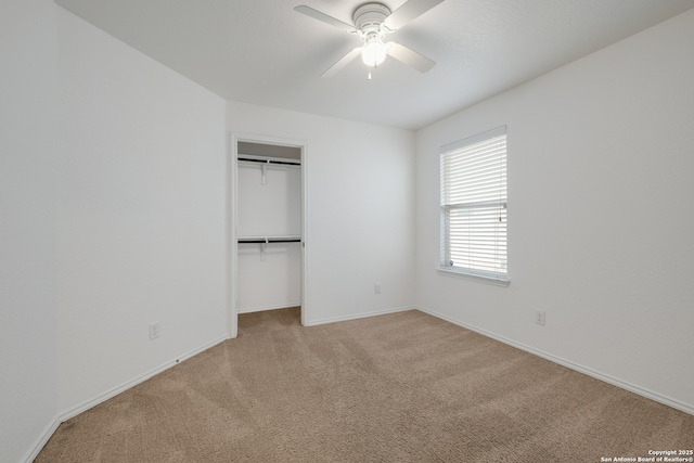 11750 Caraway, San Antonio, TX 78245 - unfurnished bedroom featuring light colored carpet, a closet, and ceiling fan