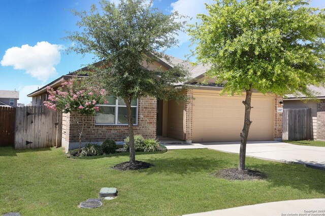 13027 Maestro Spark, San Antonio, TX 78252 - view of property hidden behind natural elements featuring brick siding, concrete driveway, and a garage