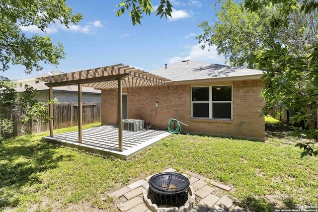 8611 Shaenfield, San Antonio, TX 78254 - view of yard featuring a patio area, an outdoor fire pit, and a pergola