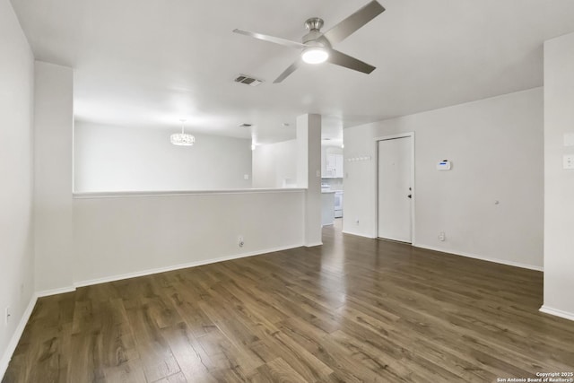 8611 Shaenfield, San Antonio, TX 78254 - unfurnished room featuring ceiling fan, wood finished floors, and a chandelier