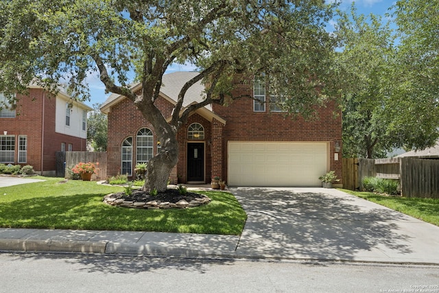 2723 Sierra Salinas, San Antonio, TX 78259 - traditional home featuring brick siding, a garage, and concrete driveway