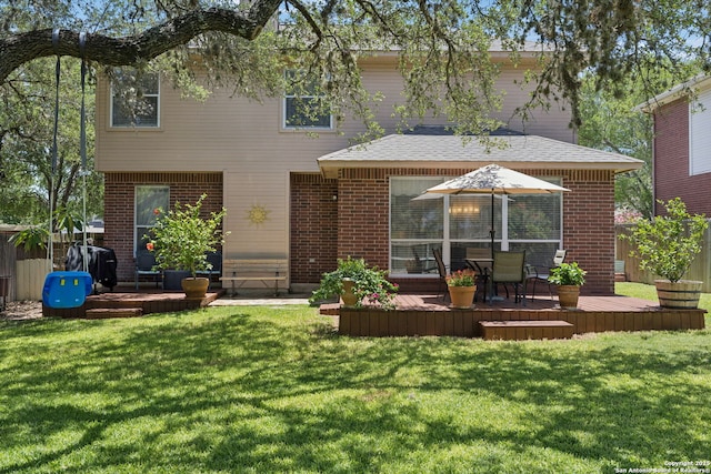 2723 Sierra Salinas, San Antonio, TX 78259 - back of house with a deck and brick siding