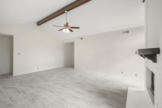 114 Crystal Cyn, Universal City, TX 78148 - unfurnished living room with a ceiling fan and a fireplace