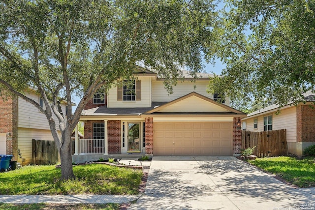 614 Granite Clf, San Antonio, TX 78251 - traditional-style home featuring concrete driveway, brick siding, and an attached garage