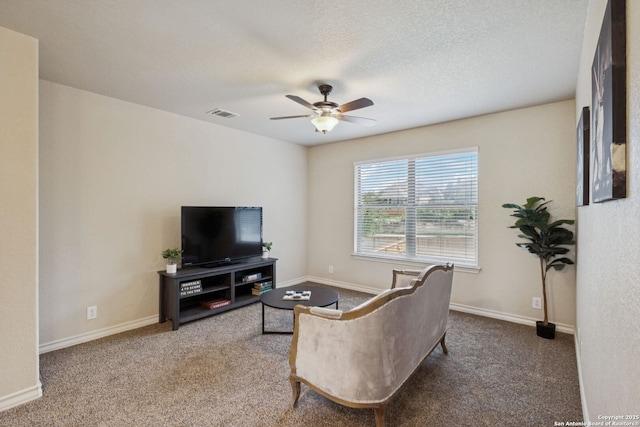 3535 Arroyo Grande, San Antonio, TX 78253 - living room featuring carpet flooring and a ceiling fan
