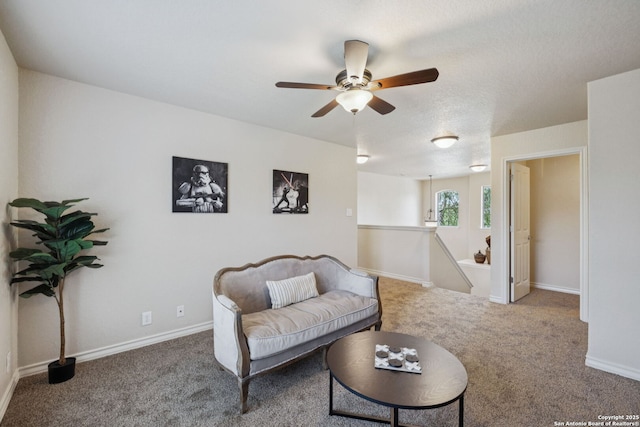 3535 Arroyo Grande, San Antonio, TX 78253 - sitting room with carpet flooring, ceiling fan, and an upstairs landing
