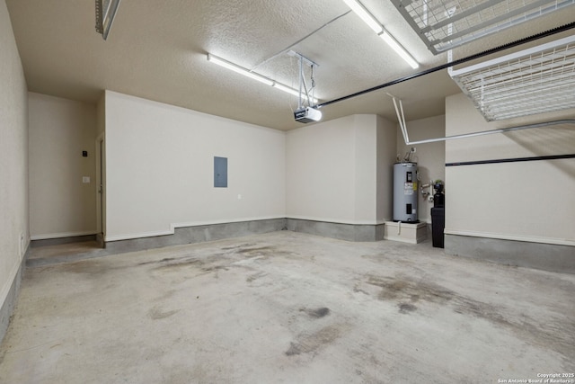 3535 Arroyo Grande, San Antonio, TX 78253 - garage with water heater, a garage door opener, and electric panel