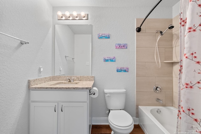 3415 Iron Cyn, Bulverde, TX 78163 - full bath with vanity, shower / bathtub combination with curtain, and a textured wall