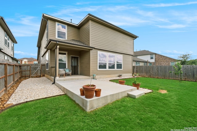 3415 Iron Cyn, Bulverde, TX 78163 - back of property with a patio area, a fenced backyard, and a gate