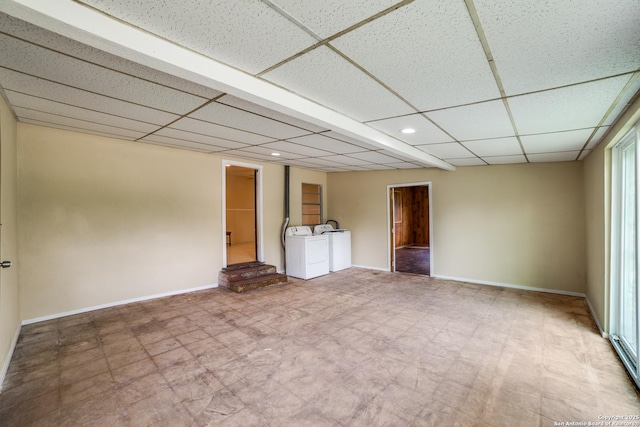 606 W Baetz Blvd, San Antonio, TX 78221 - empty room featuring separate washer and dryer, recessed lighting, and a drop ceiling