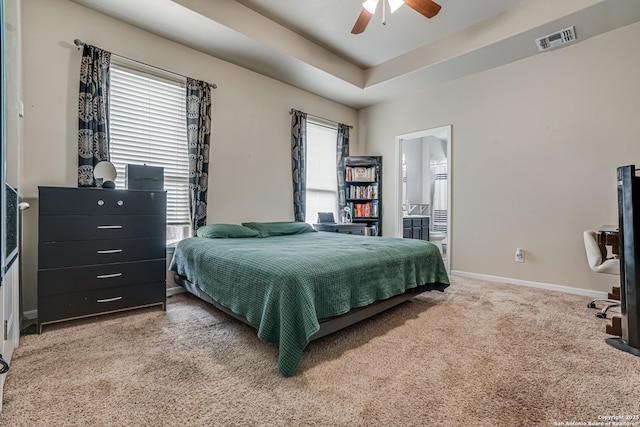 1038 Marquette, San Antonio, TX 78228 - carpeted bedroom with a ceiling fan and connected bathroom