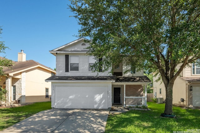 6410 Ruffled Grouse, San Antonio, TX 78233 - traditional-style house with a garage, concrete driveway, a front yard, and a porch