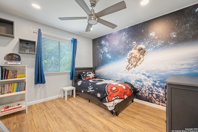 6410 Ruffled Grouse, San Antonio, TX 78233 - bedroom featuring wood finished floors, recessed lighting, and a ceiling fan