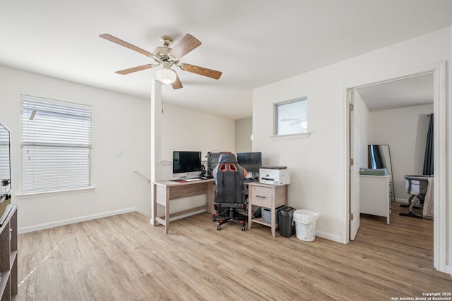 6410 Ruffled Grouse, San Antonio, TX 78233 - home office with light wood-style floors and ceiling fan