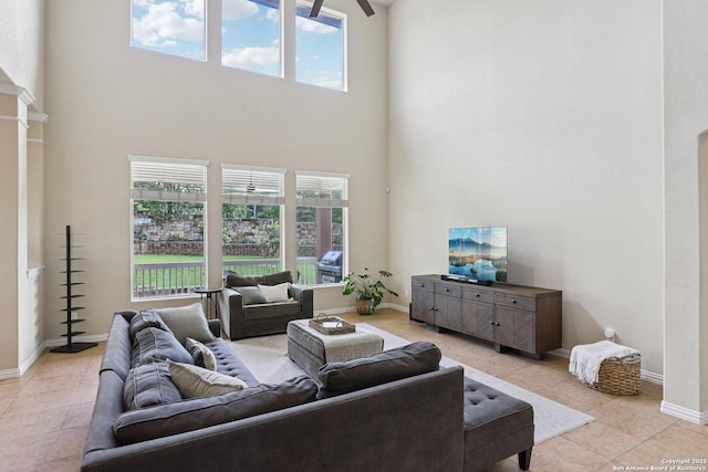 3403 Navajo Peace, San Antonio, TX 78261 - living area with a towering ceiling and light tile patterned flooring