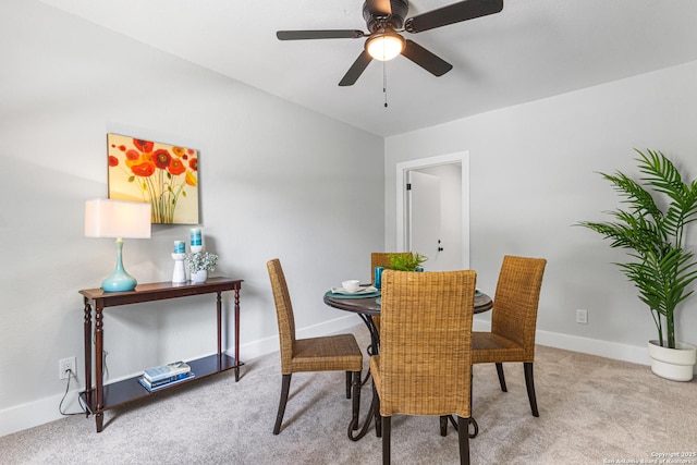112 Meadow Way, Converse, TX 78109 - carpeted dining area featuring baseboards and a ceiling fan